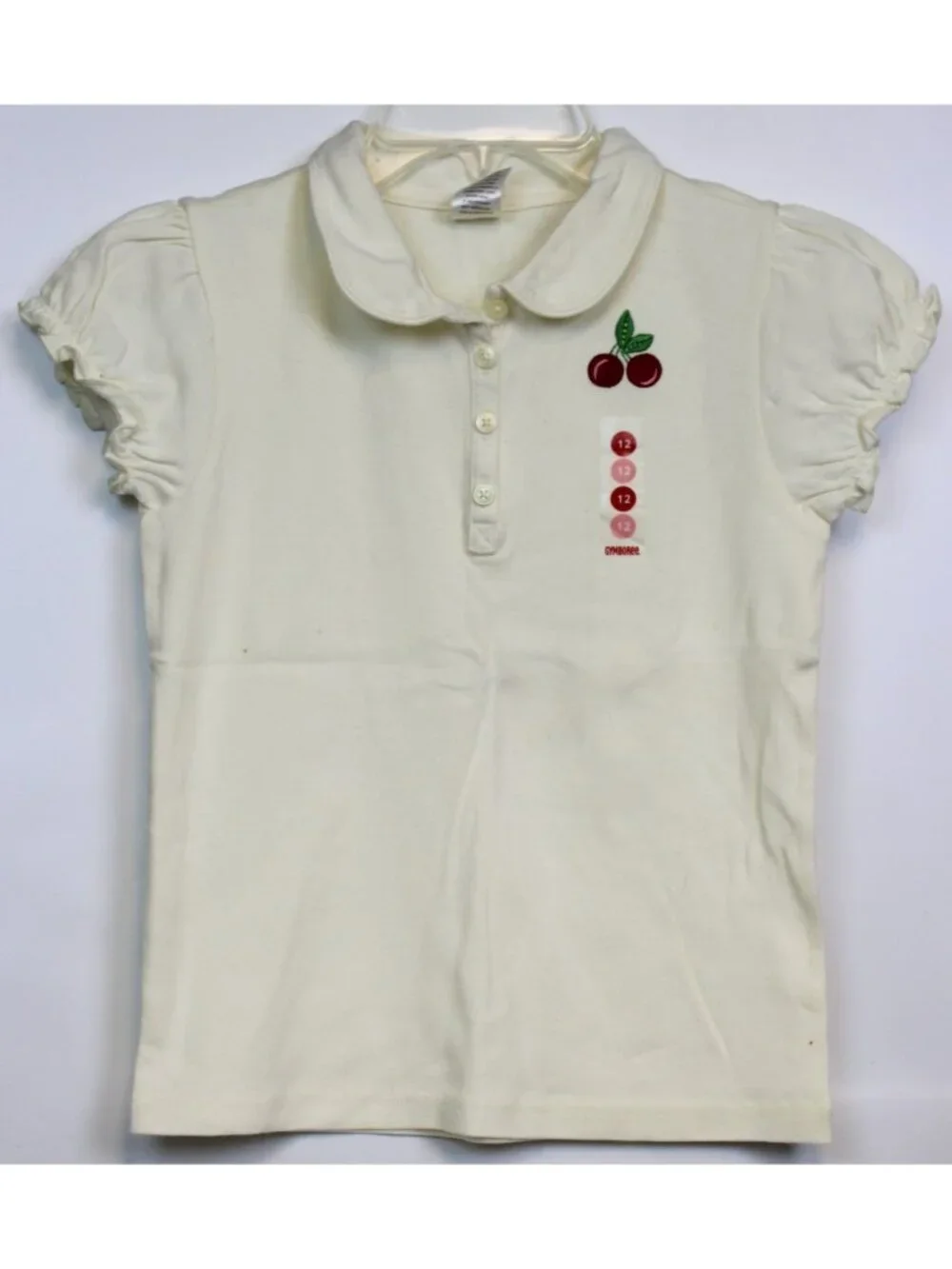 2006 Gymboree Cherry Pie Sequin Polo Shirt Bow sz 7 Puff Cap Sleeve NEW